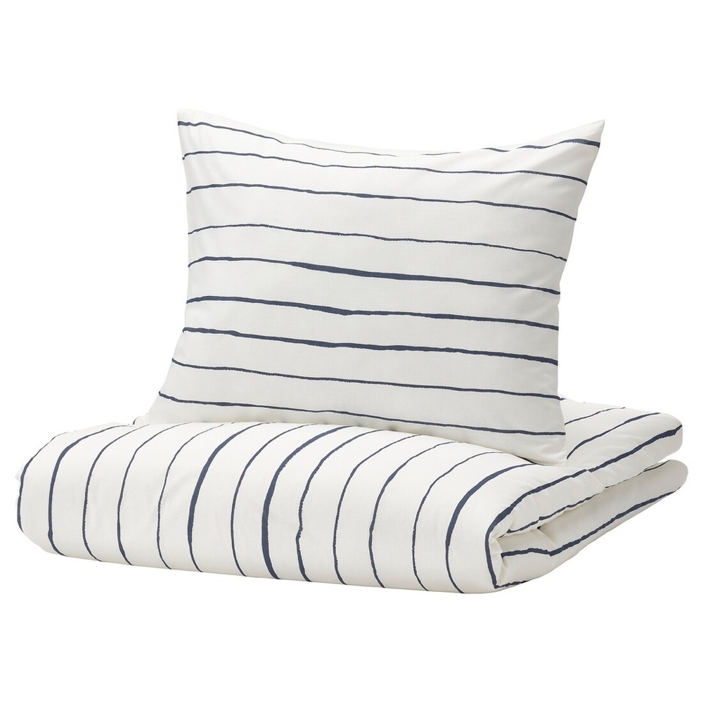 Ikea PAGODTRÄD Duvet cover and pillowcase white/dark blue, Twin BRAND NEW - Picture 2 of 5
